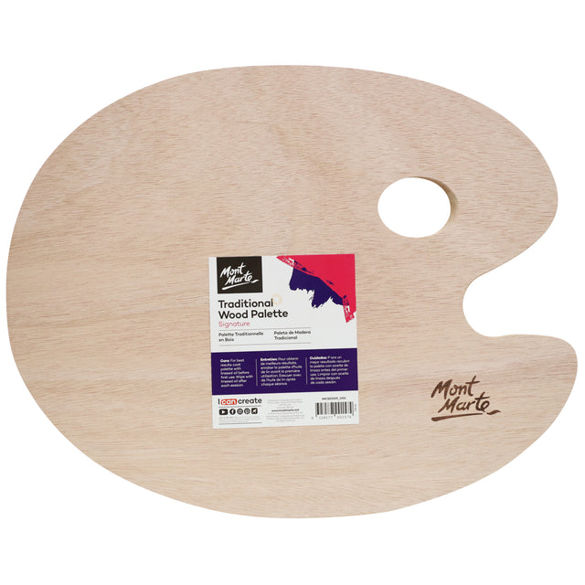 Traditional Wood Kidney Shaped Artist Palette 30 x 38cm - Mont Marte