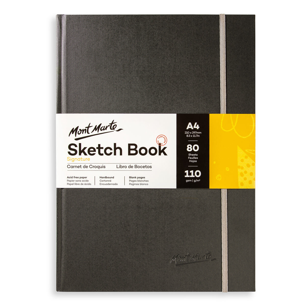 Hardbound Sketch Book 110gsm - A4 Grey - Mont Marte