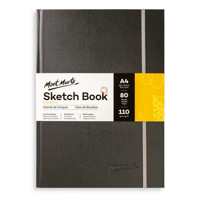Hardbound Sketch Book 110gsm - A4 Grey - Mont Marte