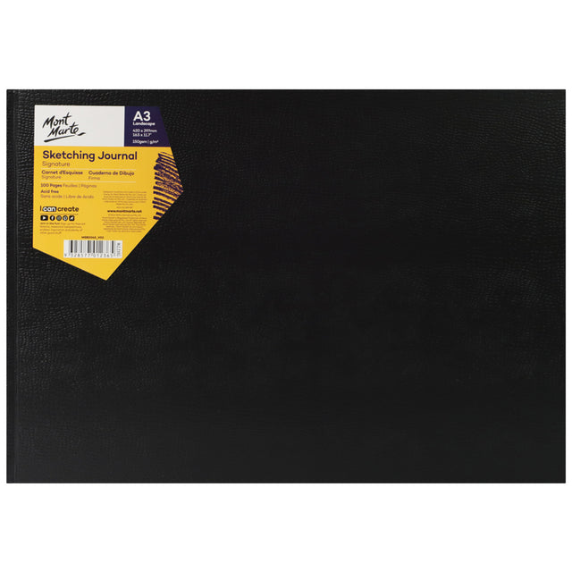 Mont Marte Sketching Journal Croc Finish 150gsm A3 Landscape 100 Page - Mont Marte