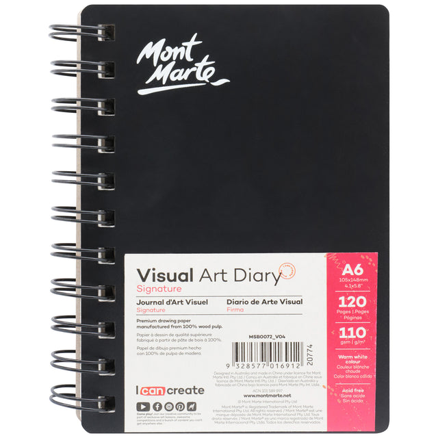 Visual Art Diary A6 120 Page 110gsm - Warm White - Mont Marte