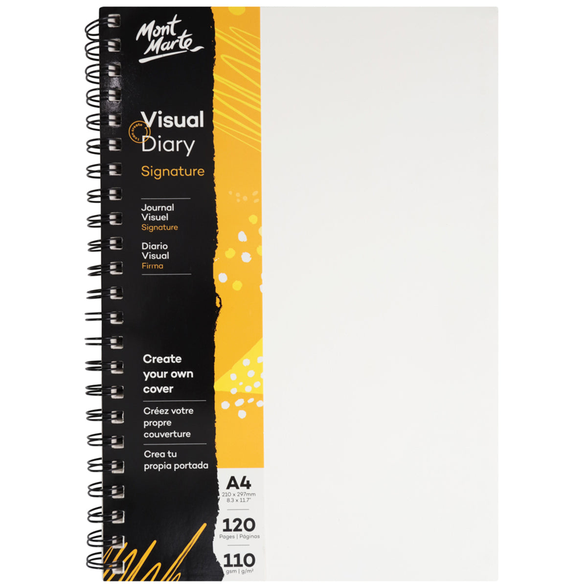 Visual Diary Paper Cover Double Spiral Bound 110gsm A4 120 Page - Mont Marte