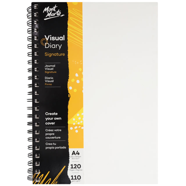 Visual Diary Paper Cover Double Spiral Bound 110gsm A4 120 Page - Mont Marte