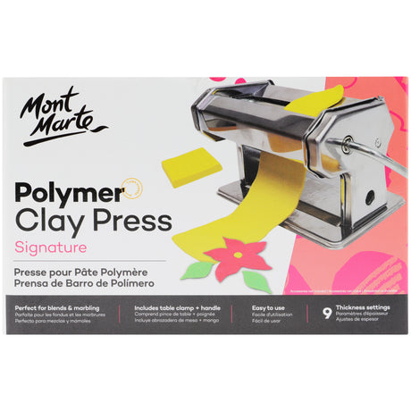 Polymer Clay Press with Table Clamp - 9 Thickness Settings - Mont Marte