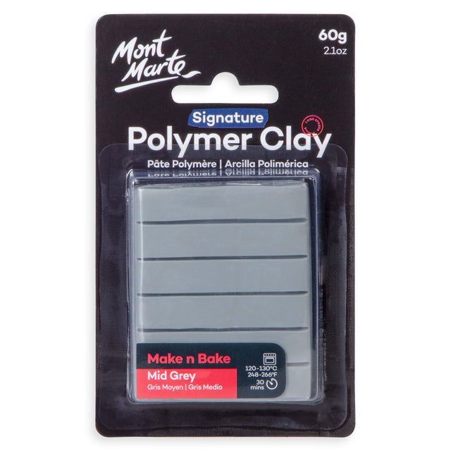Mont Marte Make n Bake Polymer Clay 60g - Mid Grey - Mont Marte