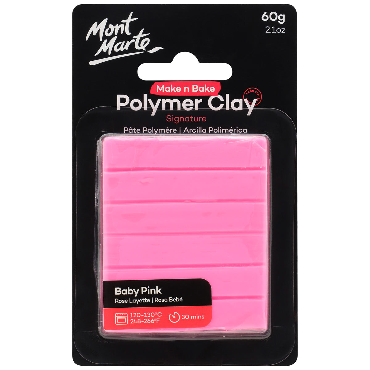 Mont Marte Make n Bake Polymer Clay 60g - Baby Pink - Mont Marte