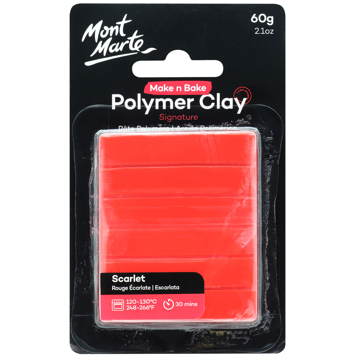 60g Polymer Clay - Scarlet - Mont Marte