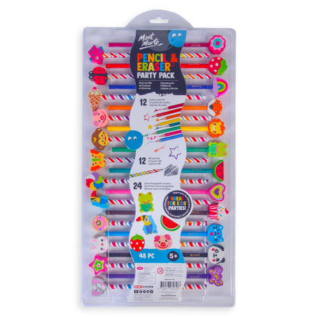 48 Piece Pencil and Eraser Set - Assorted - Mont Marte