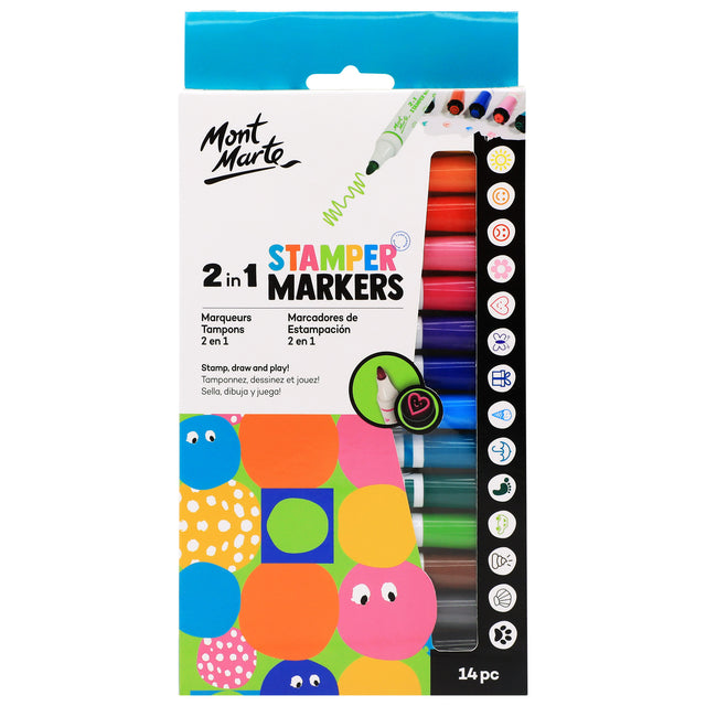 14 Piece 2 in 1 Stamper Markers - Assorted - Mont Marte