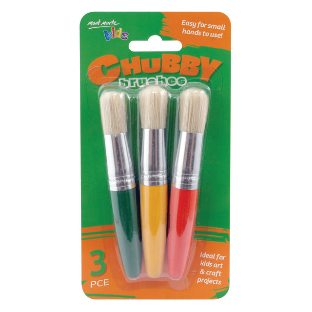 3 Pack Jumbo Kids Paint Brushes - Mont Marte
