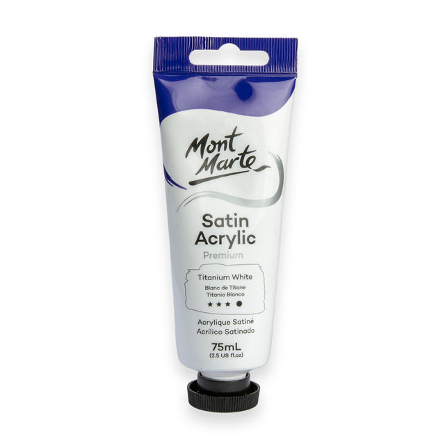 75ml Tube Satin Acrylic Paint - Titanium White - Mont Marte
