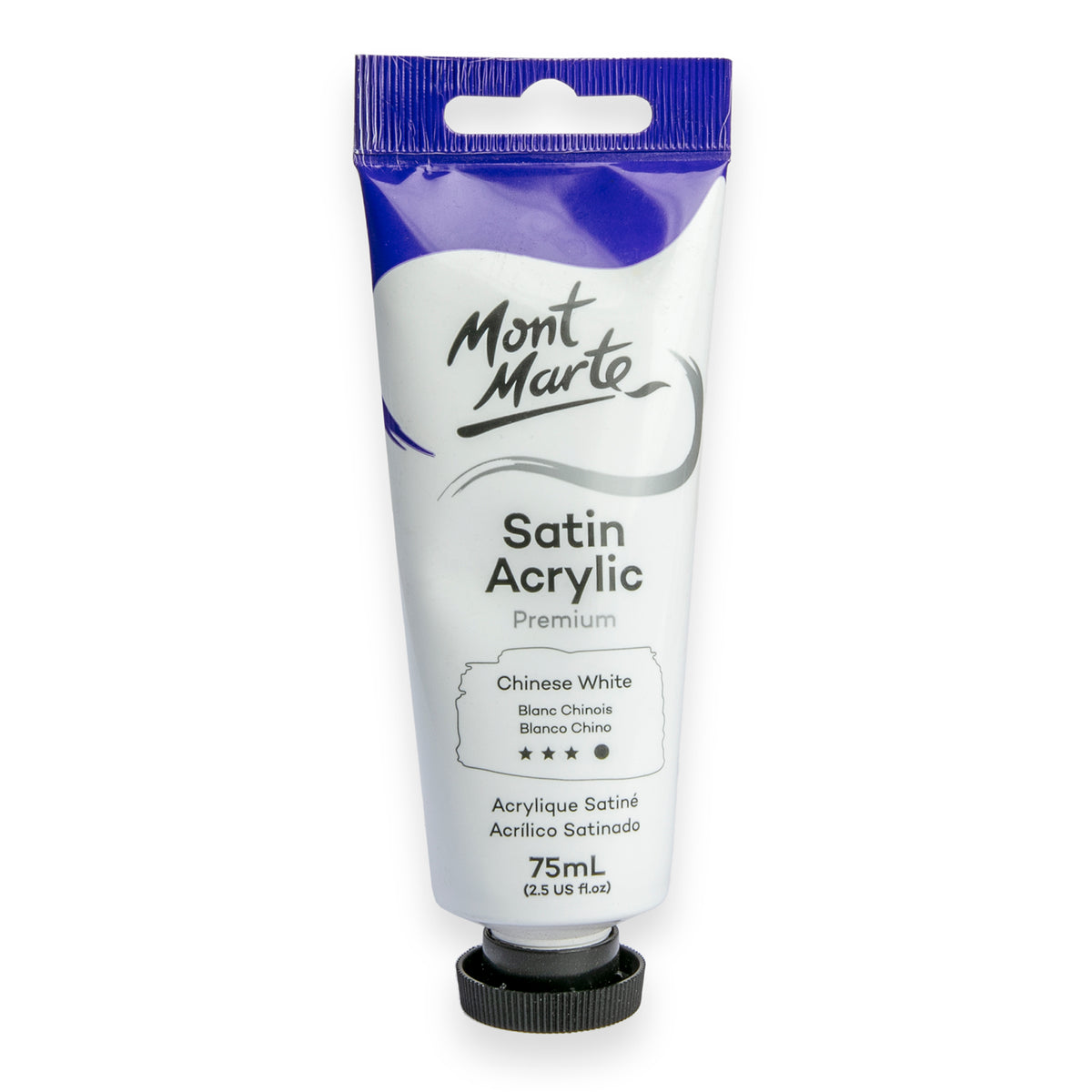 75ml Tube Satin Acrylic Paint - Chinese White - Mont Marte