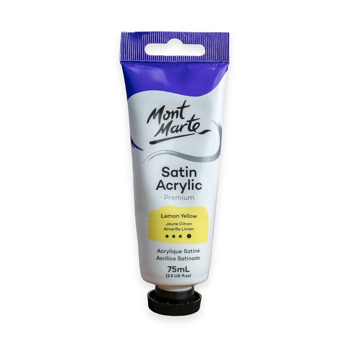 75ml Satin Acrylic Paint Tube - Lemon Yellow - Mont Marte