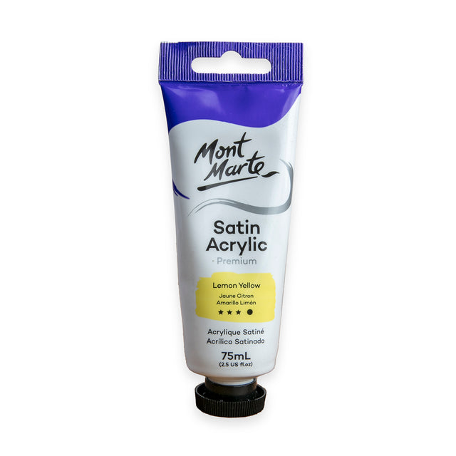 75ml Satin Acrylic Paint Tube - Lemon Yellow - Mont Marte