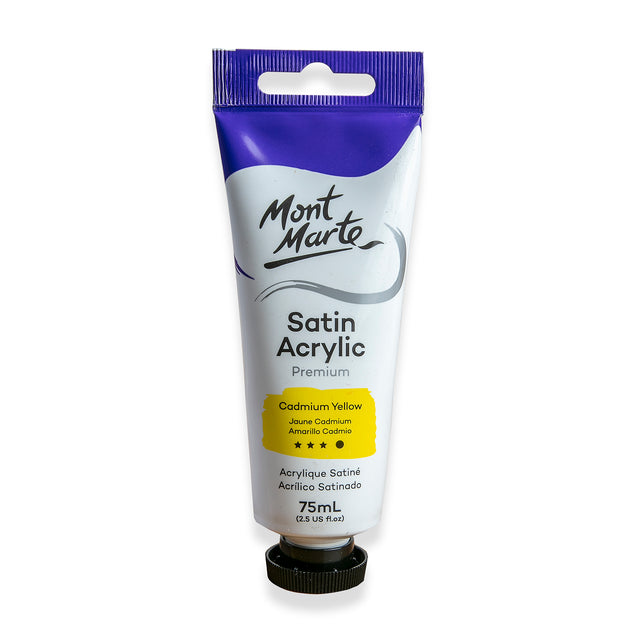 75ml Tube Satin Acrylic Paint - Cadmium Yellow - Mont Marte