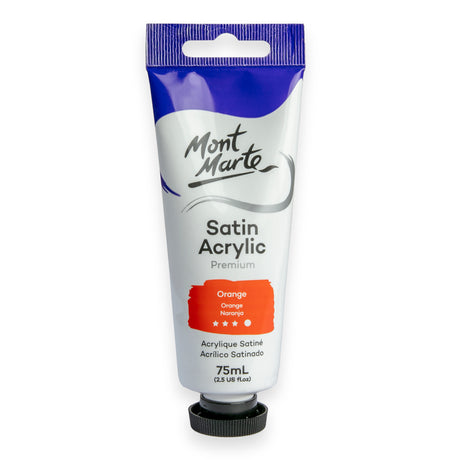 75ml Satin Acrylic Paint Tube - Orange - Mont Marte