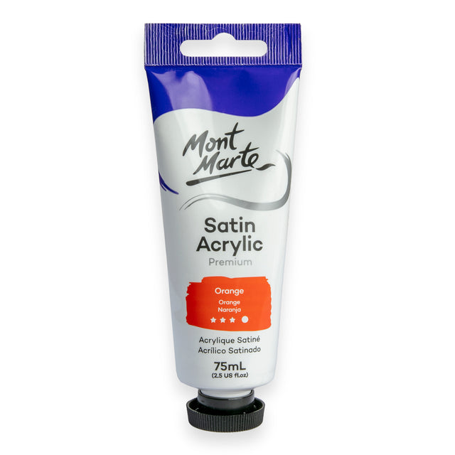 75ml Satin Acrylic Paint Tube - Orange - Mont Marte