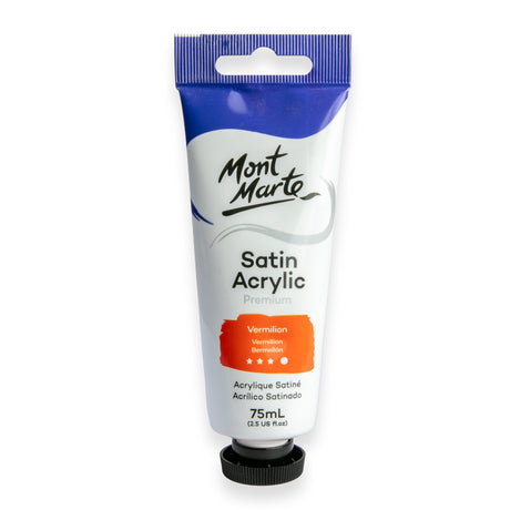 Satin Acrylic Paint Premium 75ml Tube - Vermilion - Mont Marte