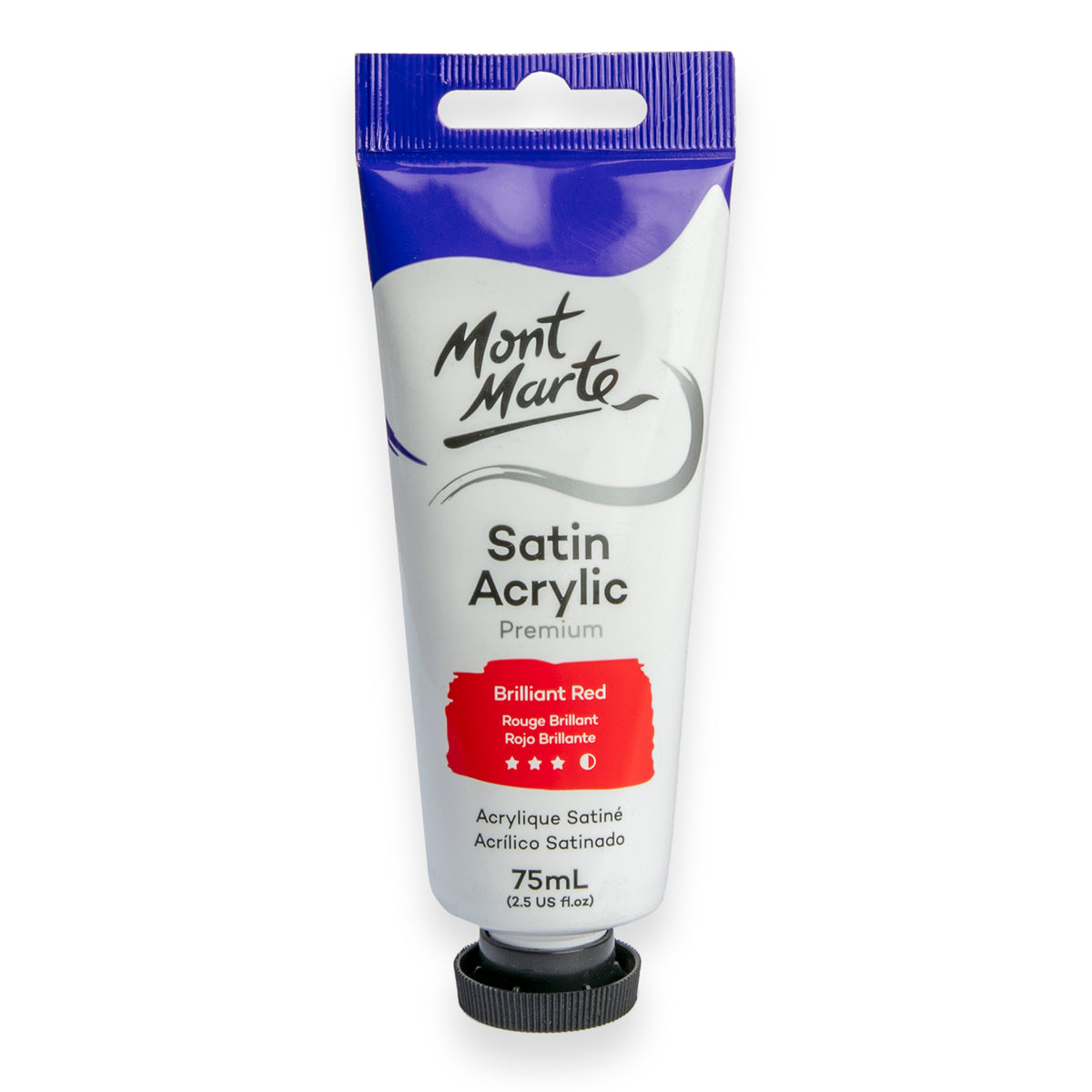 75ml Tube Satin Acrylic Paint - Brilliant Red - Mont Marte