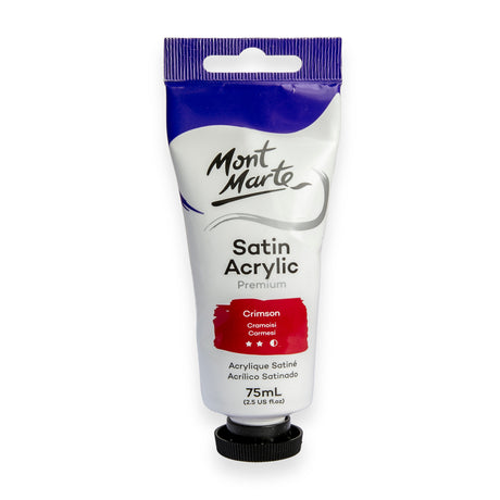 75ml Satin Acrylic Paint Tube - Crimson - Mont Marte