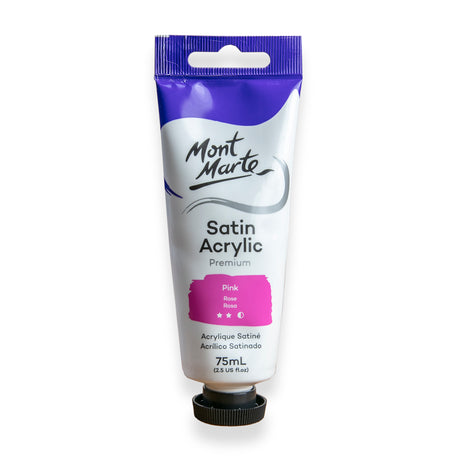 75ml Satin Acrylic Paint Tube - Pink - Mont Marte