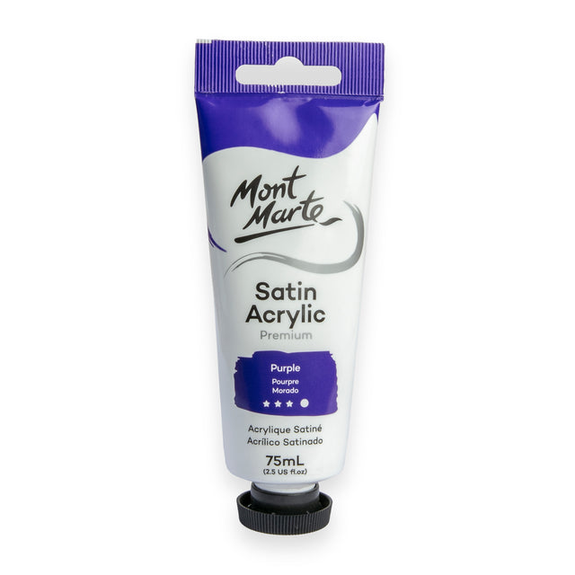 75ml Satin Acrylic Paint Tube - Purple - Mont Marte