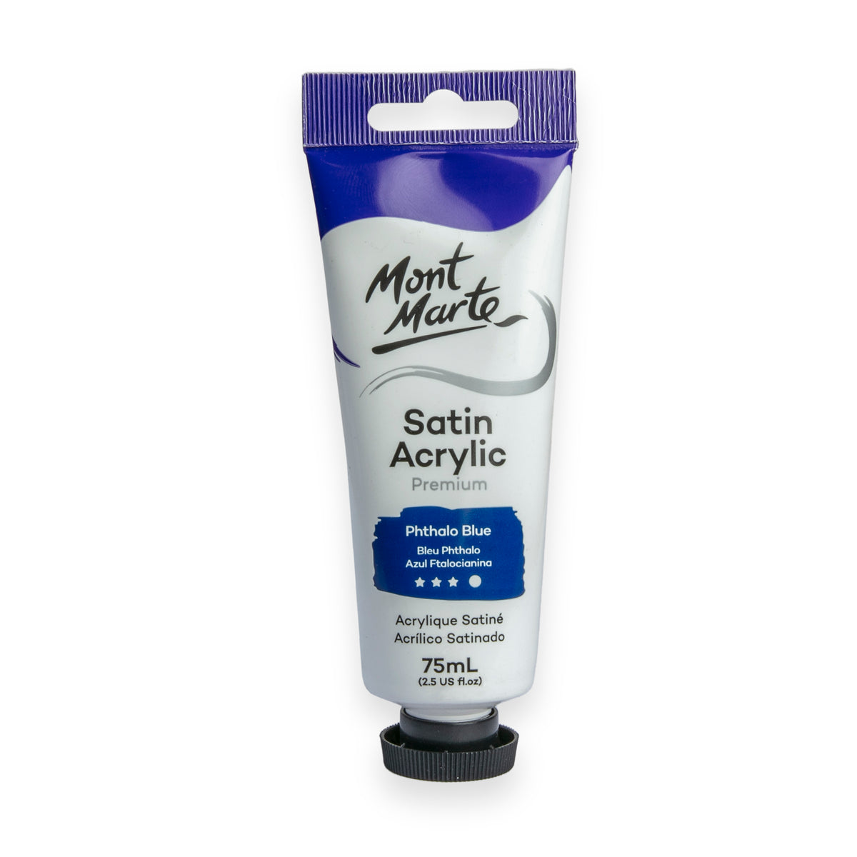 75ml Tube Satin Acrylic Paint - Phthalo Blue - Mont Marte