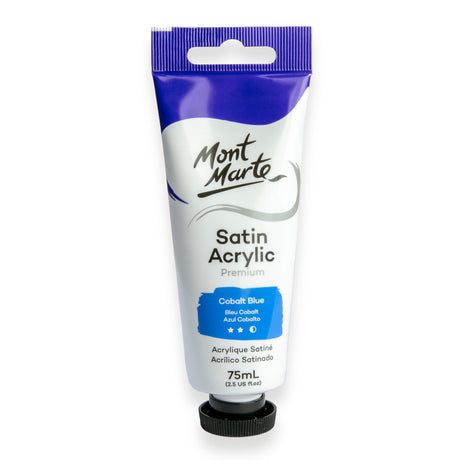 75ml Tube Satin Acrylic Paint - Cobalt Blue - Mont Marte