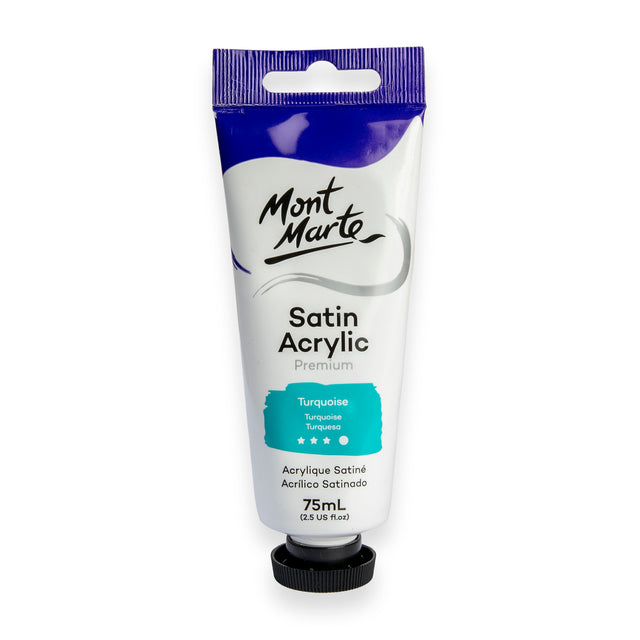 75ml Satin Acrylic Paint Tube - Turquoise - Mont Marte