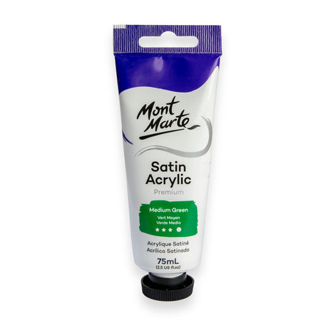 75ml Tube Satin Acrylic Paint - Medium Green - Mont Marte