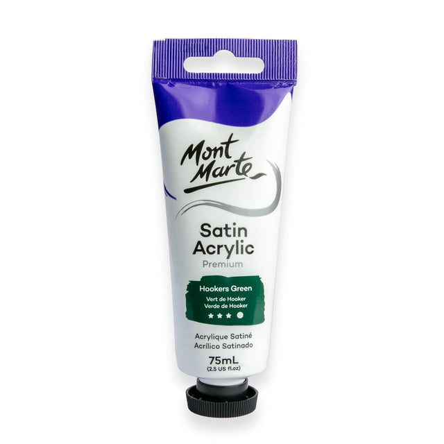75ml Satin Acrylic Paint Tube - Hookers Green - Mont Marte