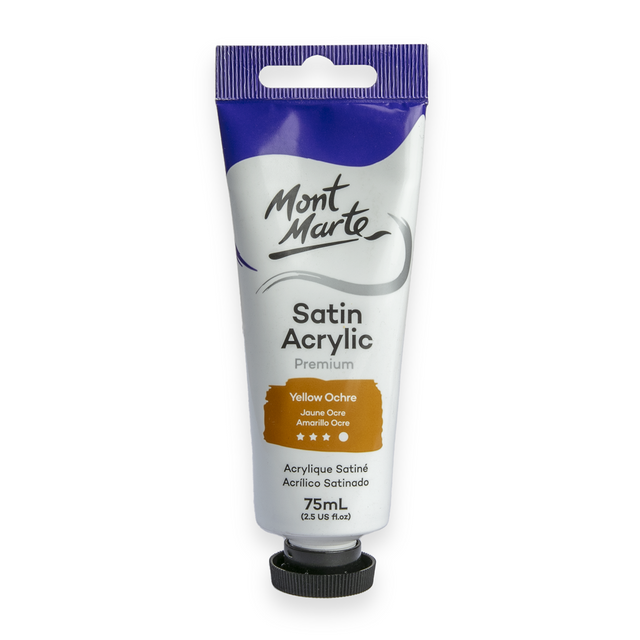 Satin Acrylic Paint Premium 75ml Tube - Yellow Ochre - Mont Marte