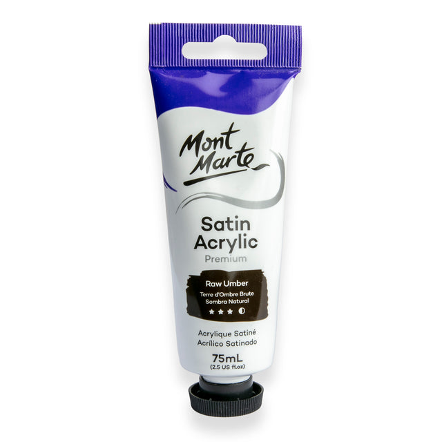 75ml Tube Satin Acrylic Paint - Raw Umber - Mont Marte