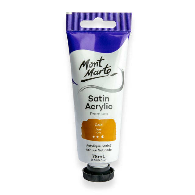 75ml Satin Acrylic Paint Tube - Gold - Mont Marte