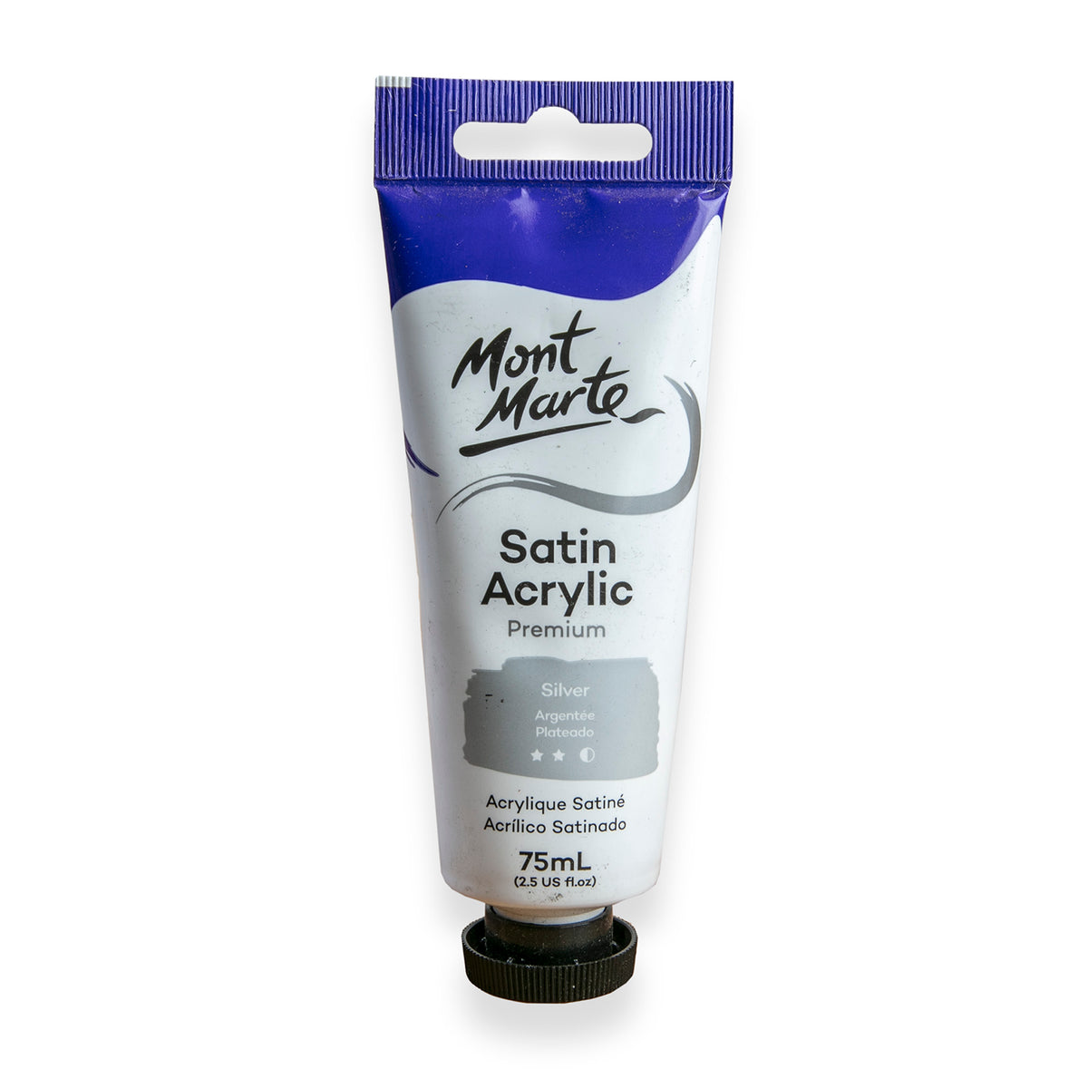 75ml Satin Acrylic Paint Tube - Silver - Mont Marte