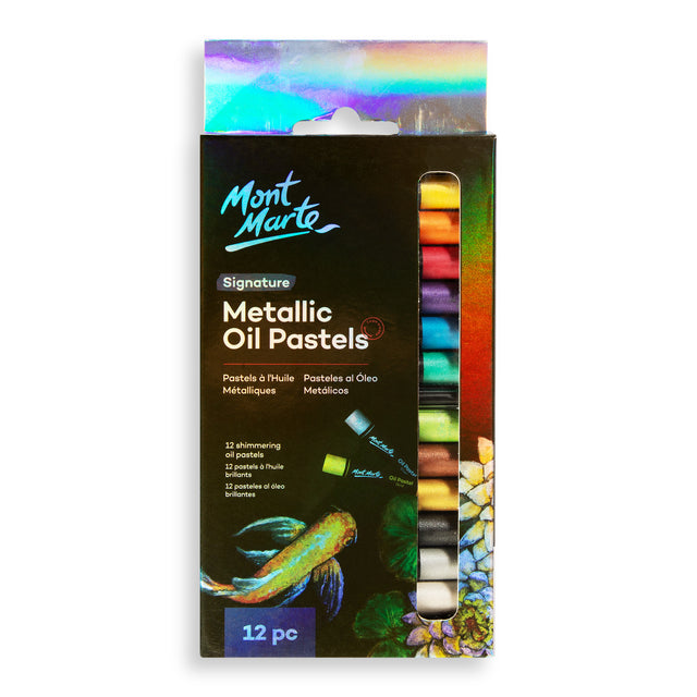 12 Pack Metallic Oil Pastels - Mont Marte