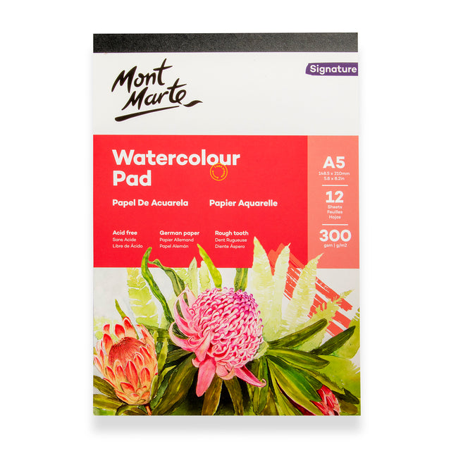Mont Marte Signature Watercolour Pad A5 12 Sheet 300gsm - Mont Marte