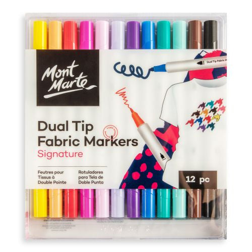 Dual Tip Fabric Markers - 12 Pack