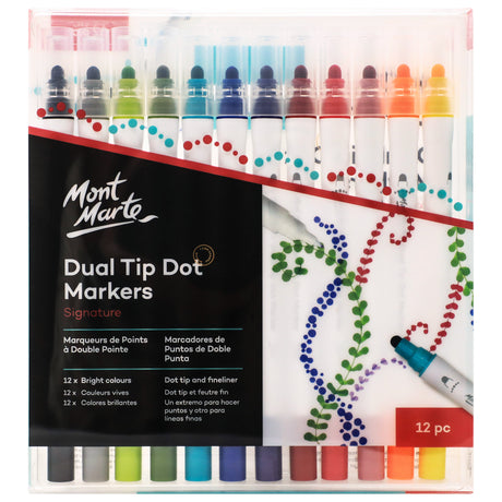 Dual Tip Fabric Markers - 12 Pack - Mont Marte