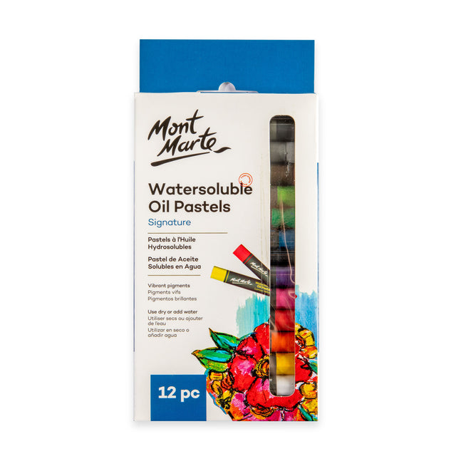 12 Pack Watersoluble Oil Pastels - Assorted - Mont Marte