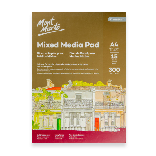 Mixed Media Pad 300gsm A4 - 15 Sheets - Mont Marte