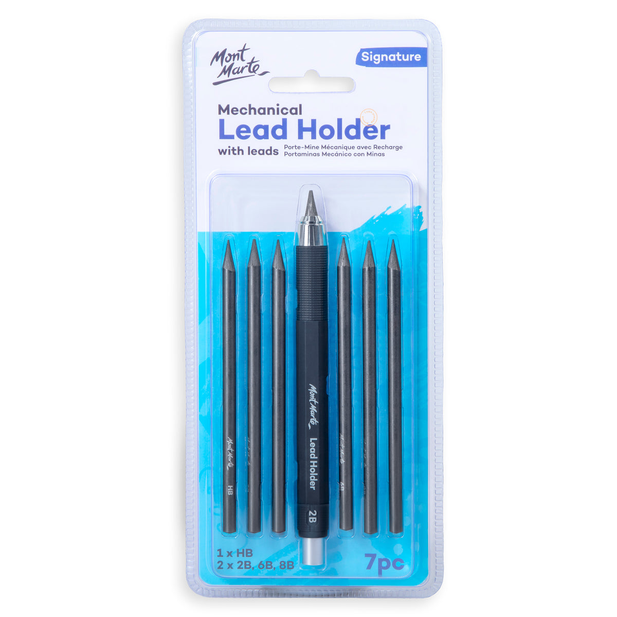 Mechanical Lead Holder with 7 Graphite Sticks - HB to 8B - Mont Marte