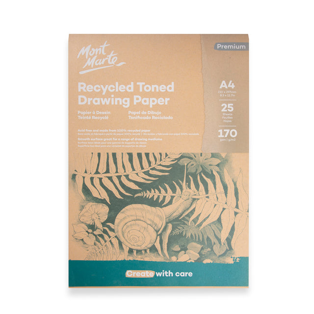 25 Sheet A4 Toned Drawing Paper Pad 170gsm - Recycled - Mont Marte