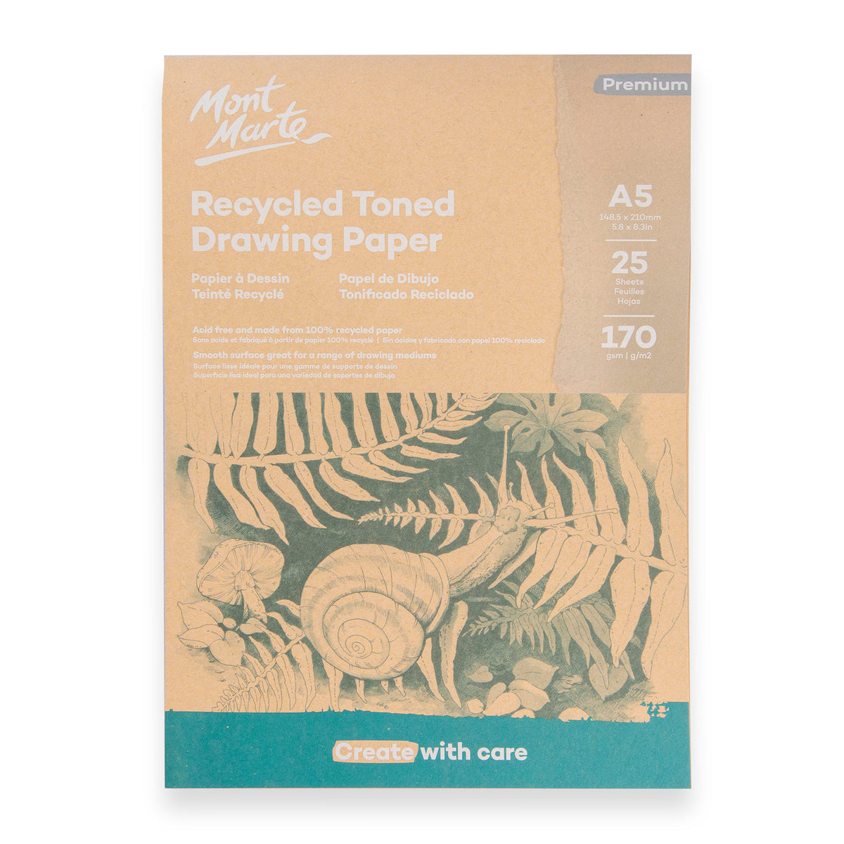 A5 Recycled Toned Drawing Paper Pad 25 Sheets 170gsm - Mont Marte