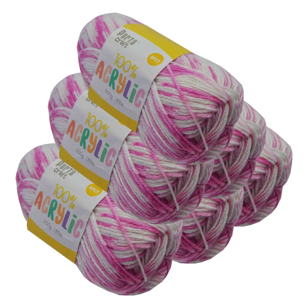 Acrylic Yarn Multi Pinkie 100g