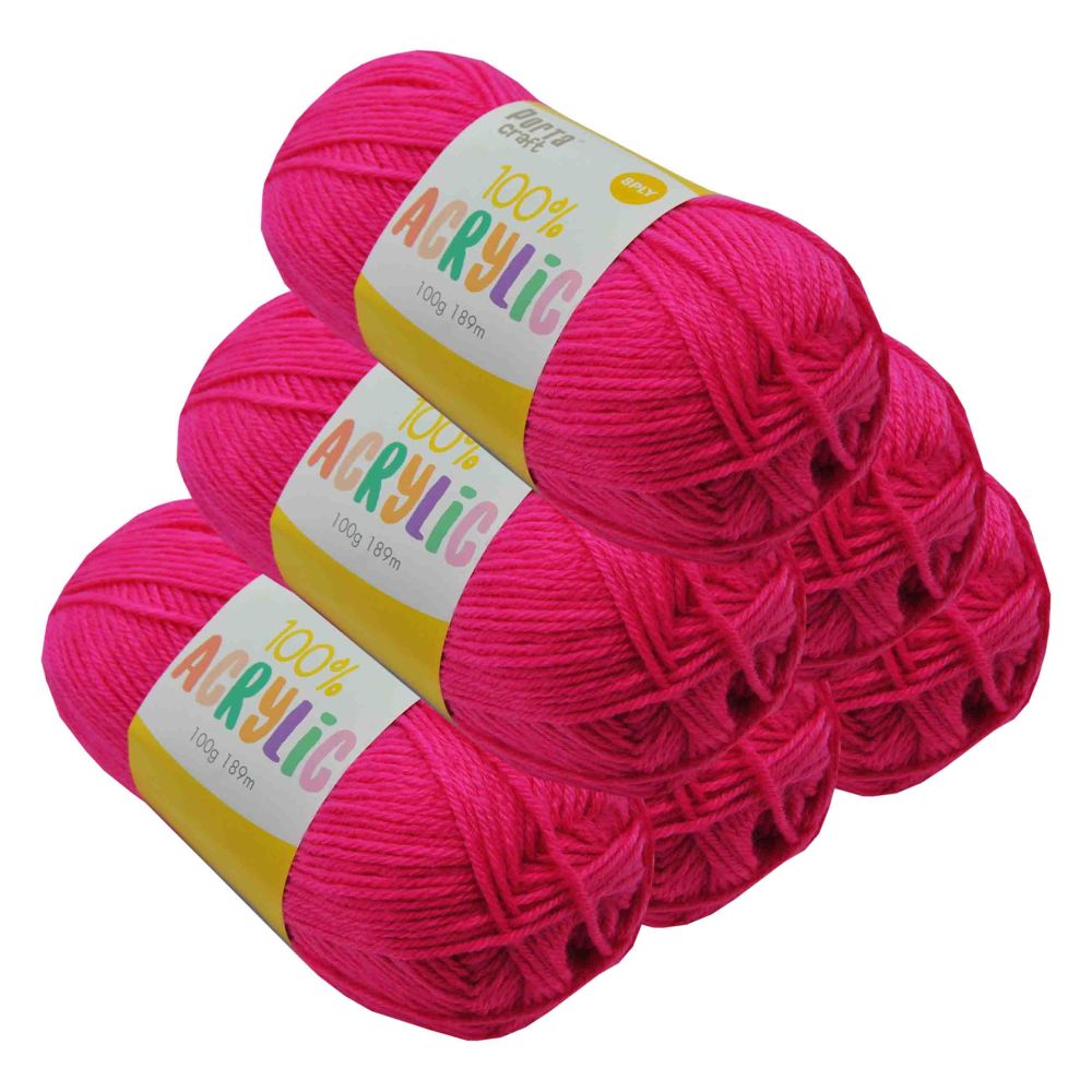 Acrylic Yarn Hot Pink 100g