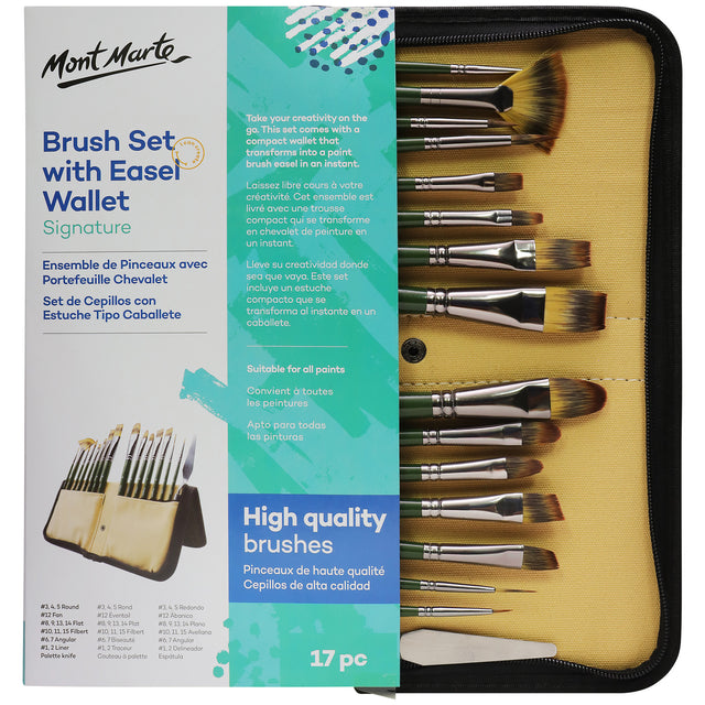 17 Piece Brush Set with Easel Wallet - Assorted - Mont Marte