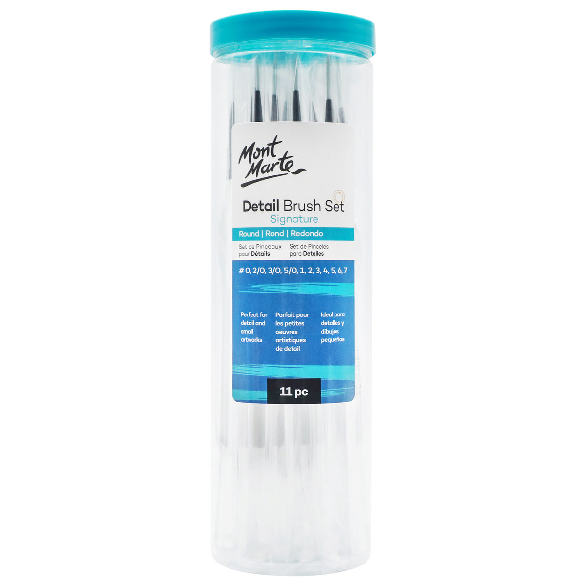 11 Piece Detail Brush Set with Storage Container - Taklon - Mont Marte