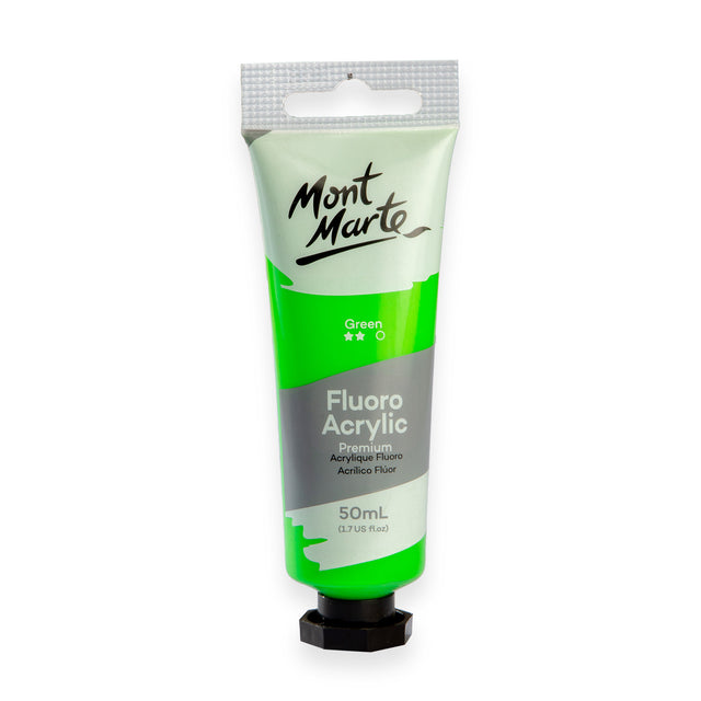 Fluoro Acrylic Paint Premium 50ml Tube - Green - Mont Marte