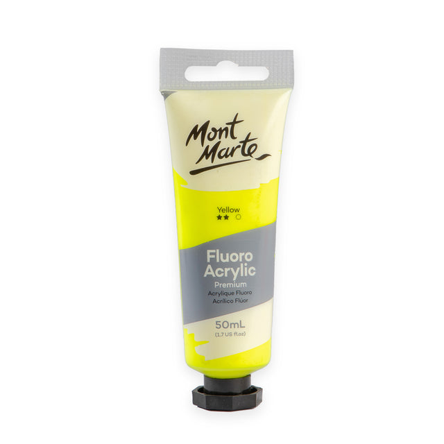 Fluoro Acrylic Paint Premium 50ml Tube - Yellow - Mont Marte